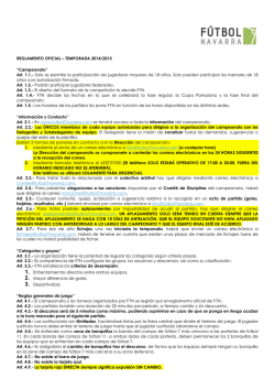 REGLAMENTO OFICIAL &ndash; TEMPORADA 2014