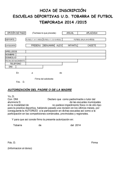 INSCRIPCION ESCUELAS DE FUTBOL TEMPORADA 2014