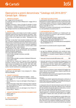 Operazione a premi denominata &ldquo;Catalogo IoSi 2014