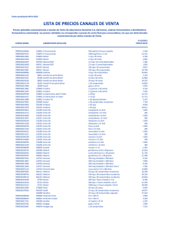 LISTA DE PRECIOS CANALES DE VENTA - Recalcine