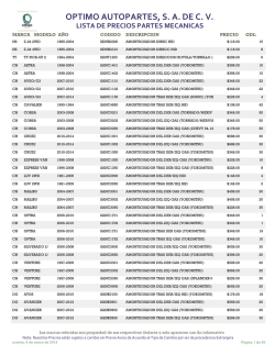 OPTIMO AUTOPARTES, S. A. DE C. V.