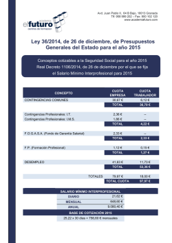Conceptos cotizables a la Seguridad Social para el a&ntilde;o 2015