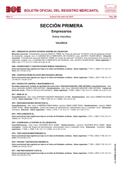 Actos de VALENCIA del BORME n&uacute;m. 4 de 2015 - BOE.es