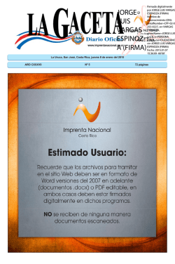LA GACETA N&deg; 5 de la fecha 08 01 2015