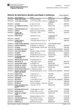 Relaci&oacute; de laboratoris dentals autoritzats a Catalunya