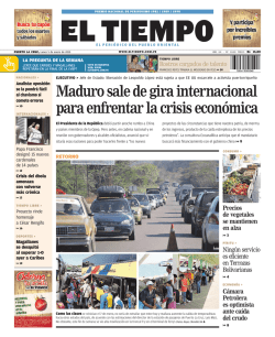 Maduro sale de gira internacional para enfrentar la - El Tiempo