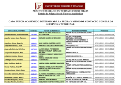 Asignaci&oacute;n de Tutores Acad&eacute;micos Pr&aacute;cticum-Grado en Turismo