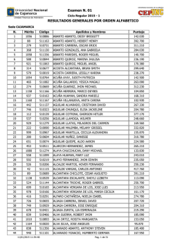 Examen N. 01 RESULTADOS GENERALES POR ORDEN