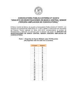 CONVOCATORIA PUBLICA EXTERNA N&deg; 62/2014 "ANALISTA EN