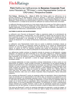 Fitch Ratifica las Calificaciones de Banamex Corporate Trust como