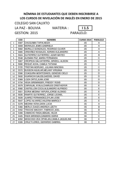 Lista Ingl&eacute;s I 1.5 - Colegio San Calixto