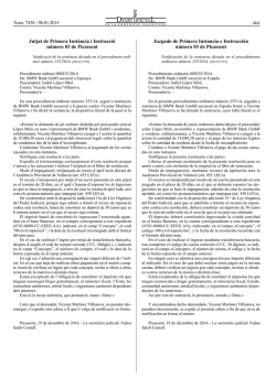 Notificaci&oacute; de la sent&egrave;ncia dictada en el procediment ordinari