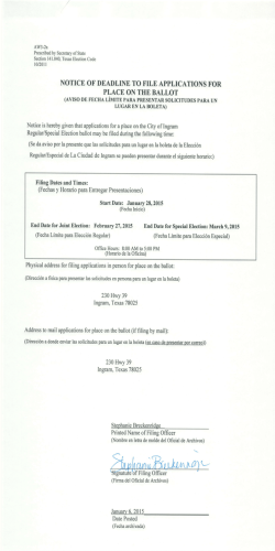 notice of deadline to file applications for place on the ballot