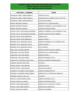 ALUMNOS HABILITADOS PARA DAR EXAMEN DE REZAGADOS FECHA: Viernes, 9