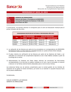 Cronograma para recepci&oacute;n de facturas 2015