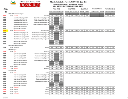 Match Schedule For SUNDAY 11-Jan-15 - Superscore.mu