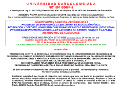 Inscripciones Abiertas Per&iacute;odo 2015-1 - Universidad Surcolombiana
