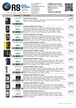 TARIFA ACTUAL - RS MicroSistemes, SL