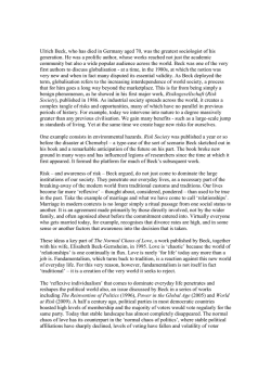 Ulrich Beck - London School of Economics and Political Science