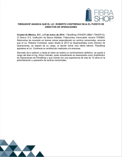 FIBRASHOP ANUNCIA QUE EL LIC. ROBERTO CONTRERAS