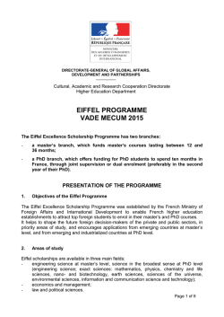 EIFFEL PROGRAMME VADE MECUM 2015 - Campus France
