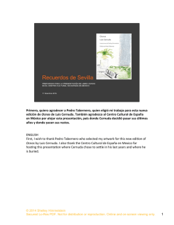 Primero, quiero agradecer a Pedro Tabernero, quien eligi&oacute; mi