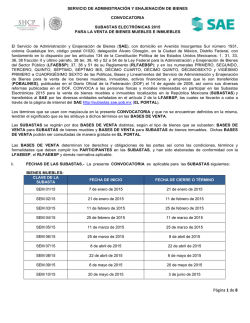 Convocatoria Integral SEM Bienes Muebles 2015 - subastas en l&iacute;nea