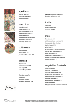 A La Carte Menu - Fino