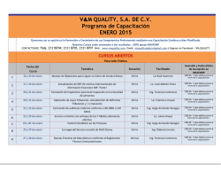 Programa de Capacitaci&oacute;n VM Quality Enero 2015