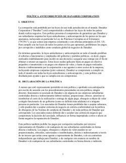 1 POL&Iacute;TICA ANTICORRUPCI&Oacute;N DE DANAHER CORPORATION I