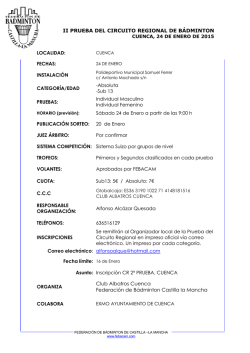 Convocatoria 2&ordf; Prueba Circuito Regional - Cuenca - Federaci&oacute;n de