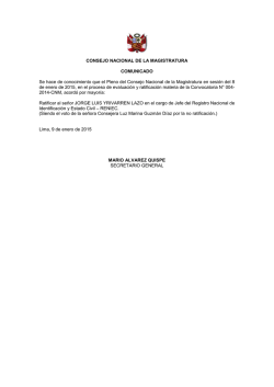 CONSEJO NACIONAL DE LA MAGISTRATURA COMUNICADO Se