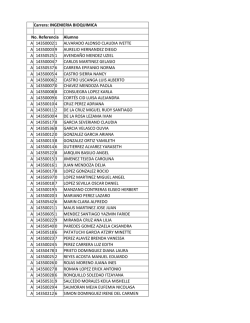 Carrera: INGENIERIA BIOQUIMICA No. Referencia Alumno A
