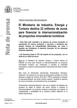 Nota de prensa completa [pdf] - Ministerio de Industria, Energ&iacute;a y