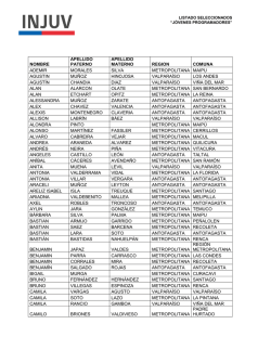 Lista de seleccionados Taller J&oacute;venes Programadores - Injuv