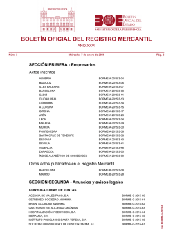 Sumario del BORME n&uacute;m 3 de Mi&eacute;rcoles 7 de enero de - BOE.es
