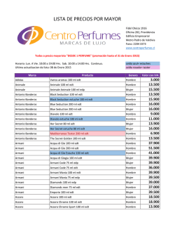 LISTA DE PRECIOS POR MAYOR - centro perfumes