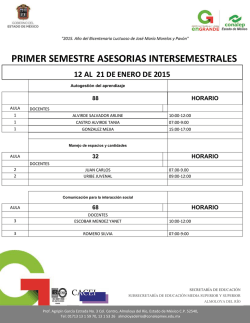 Horario Asesor&iacute;a Intersemestral 1.14.15