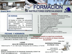 Formaci&oacute;n de Instructores Especializados Enero 9 - Siprosi