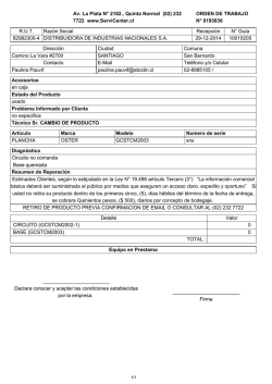 232 7722 www.ServiCenter.cl ORDEN DE TRABAJO N&deg; 0194418
