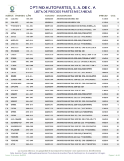 OPTIMO AUTOPARTES, S. A. DE C. V.
