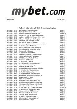 Ergebnisse 19.01.2015 Fu&szlig;ball - International