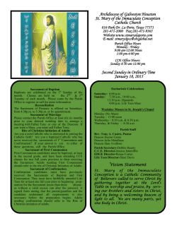 Second Sunday in Ordinary Time January 18, 2015