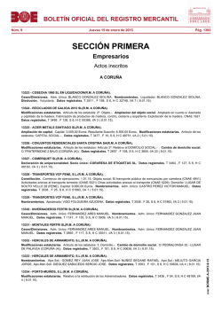 Actos de A CORU&Ntilde;A del BORME n&uacute;m. 9 de 2015