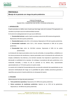 Manejo de la paciente con riesgo de parto prematuro