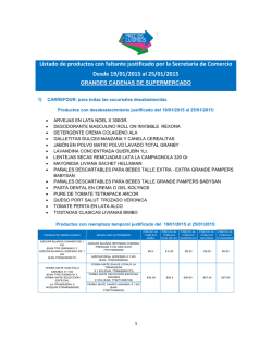 Listado de productos con faltante justificado por