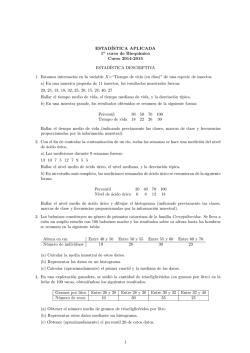ESTAD&Iacute;STICA APLICADA 1o curso de Bioquımica Curso 2014-2015