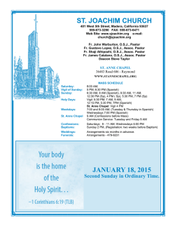 JANUARY 18, 2015 ST. JOACHIM CHURCH