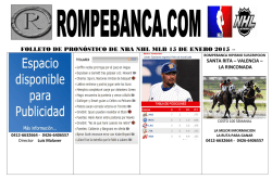 folleto de pron&oacute;stico de nba nhl mlb 15 de enero 2015