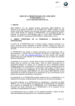 BASES DE LA PROMOCI&Oacute;N MAKE LIFE A RIDE MOVIE DE BMW
